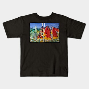 Christmas Bells,  this is a multicoloured reduction linocut print by Geoff Hargraves Kids T-Shirt